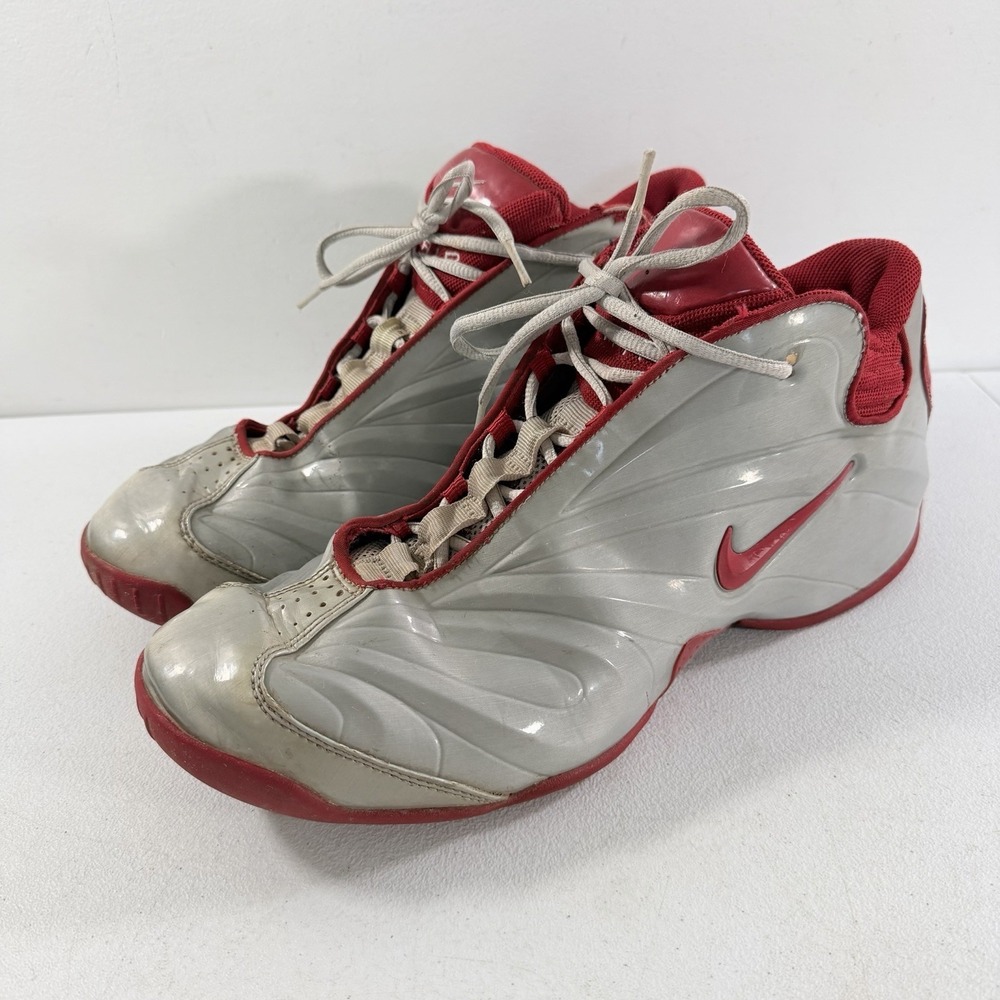 Vintage 2001 Nike Air PodPosite‎ Foamposite Gray Red Men's Basketball Shoes 14